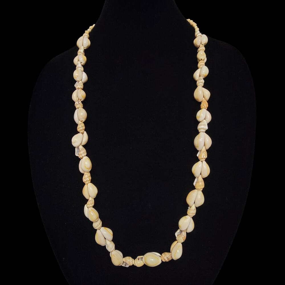 Shell‎ Necklace Lei Beige Cream Hawaiian Hawaii Tropical Vacation Gift Souvenir